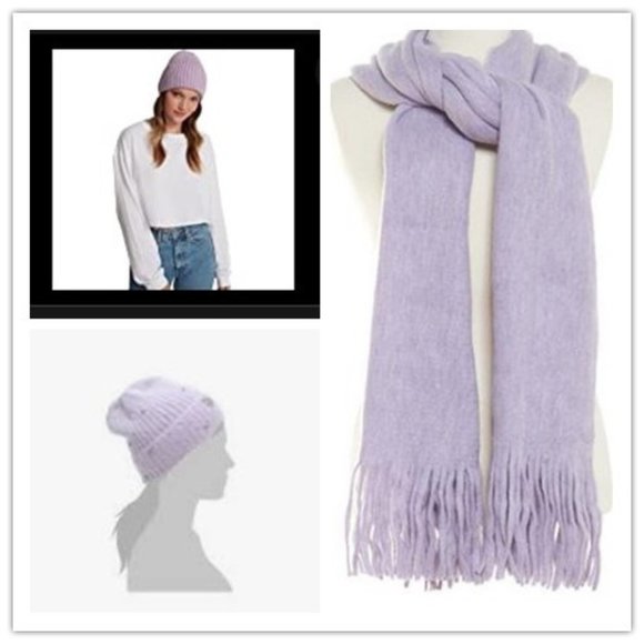 Steve Madden Metallic Pearls  Beanie  Cozy Fringe Scarf SET NWT - Picture 2 of 7
